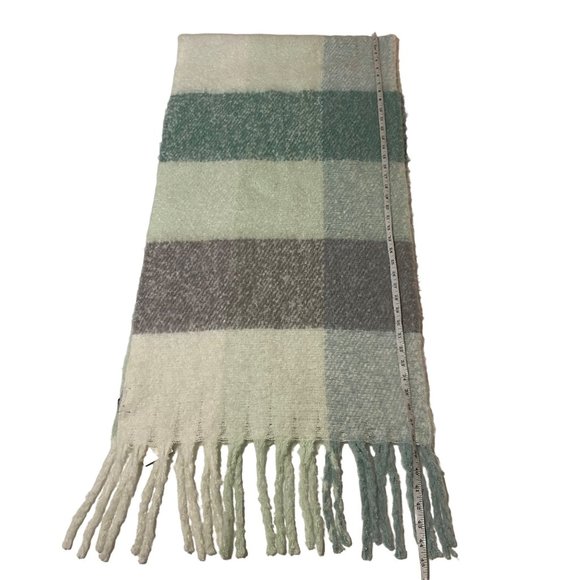 Steve Madden Lime Striped Plaid Muffler - Picture 16 of 16